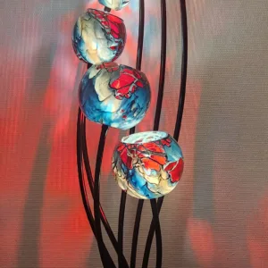 Lampadaire Ascension® 7 tiges Bleu-gris Rouge