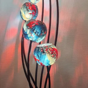 Lampadaire Ascension® 7 tiges Bleu-gris Rouge