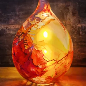 Luminaire Sublime Dame Jeanne Bubble Gum, aux tons Rose et viel or.